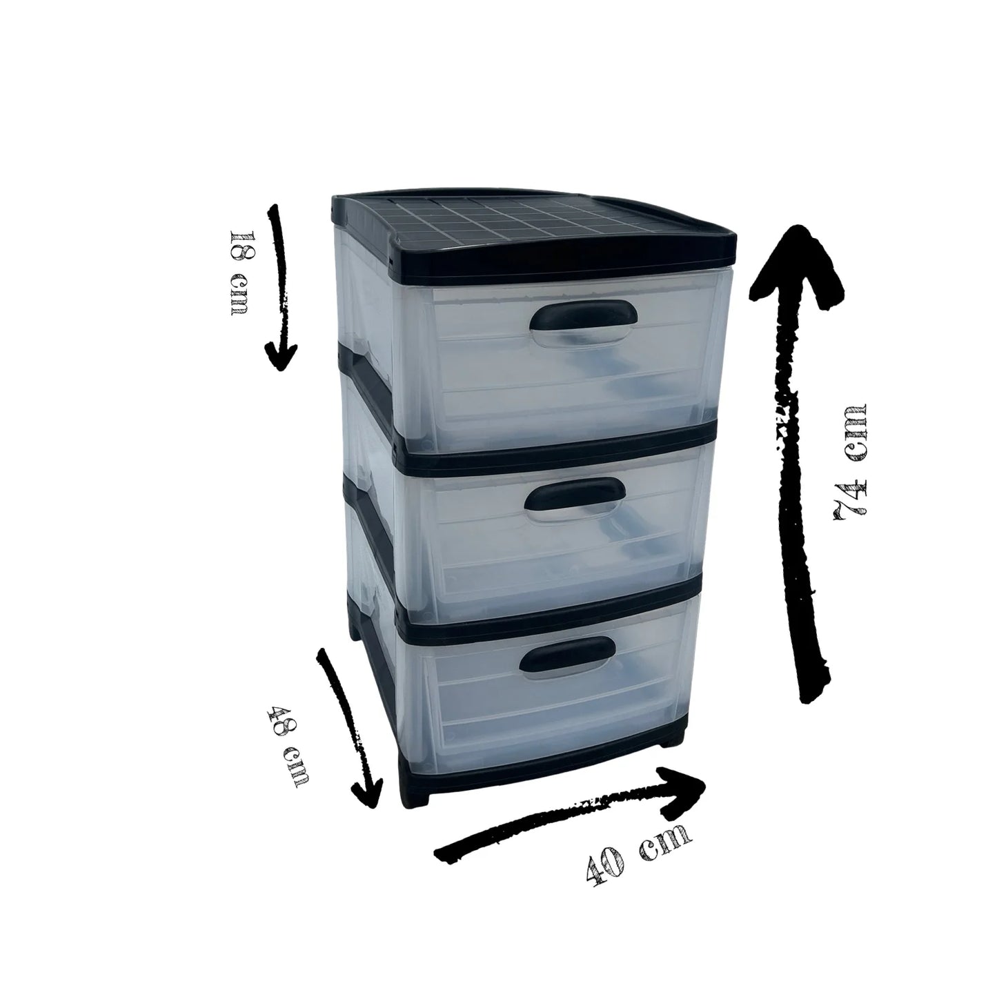 Cajonera Plástica Transparente de 3 Gavetas