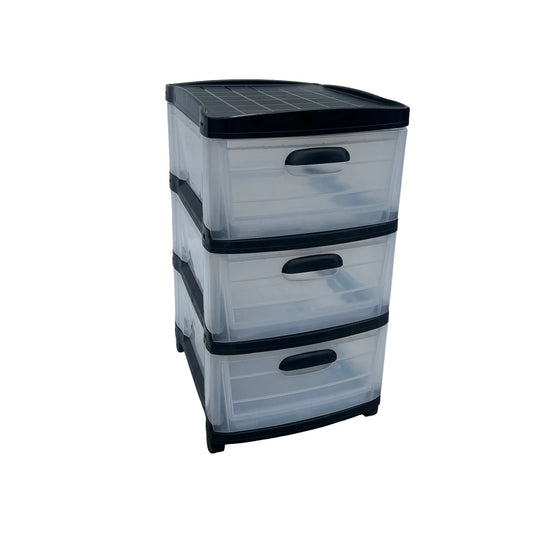 Cajonera Plástica Transparente de 3 Gavetas