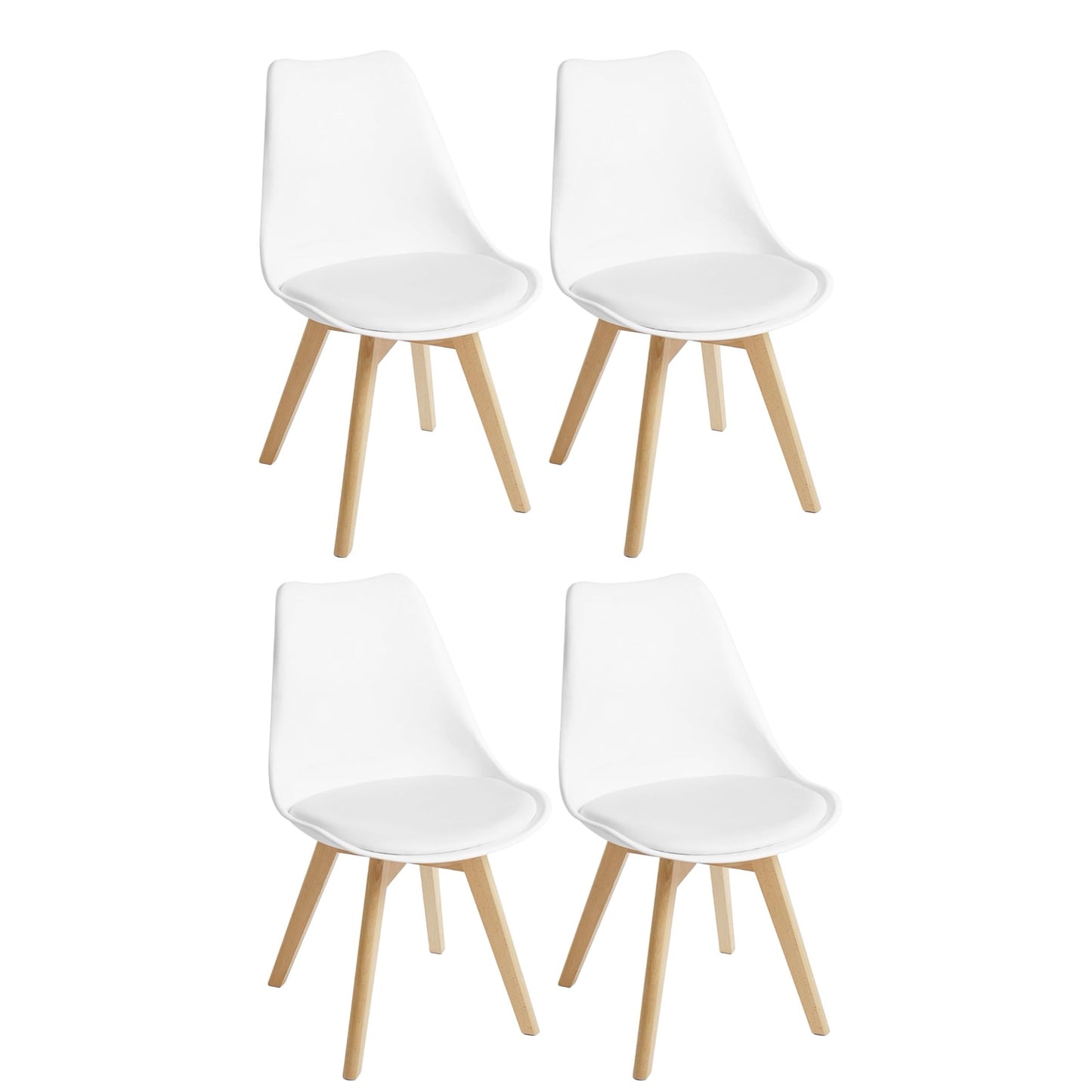 Kit de 4 sillas Madrid Blancas Acolchadas