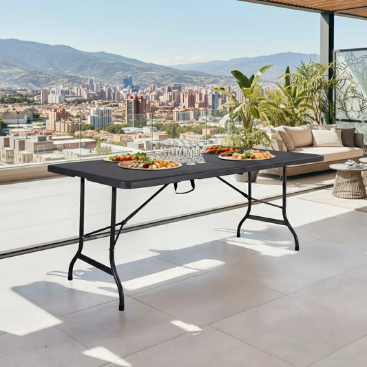 Mesa Plegable Plástica Negra 180 cm