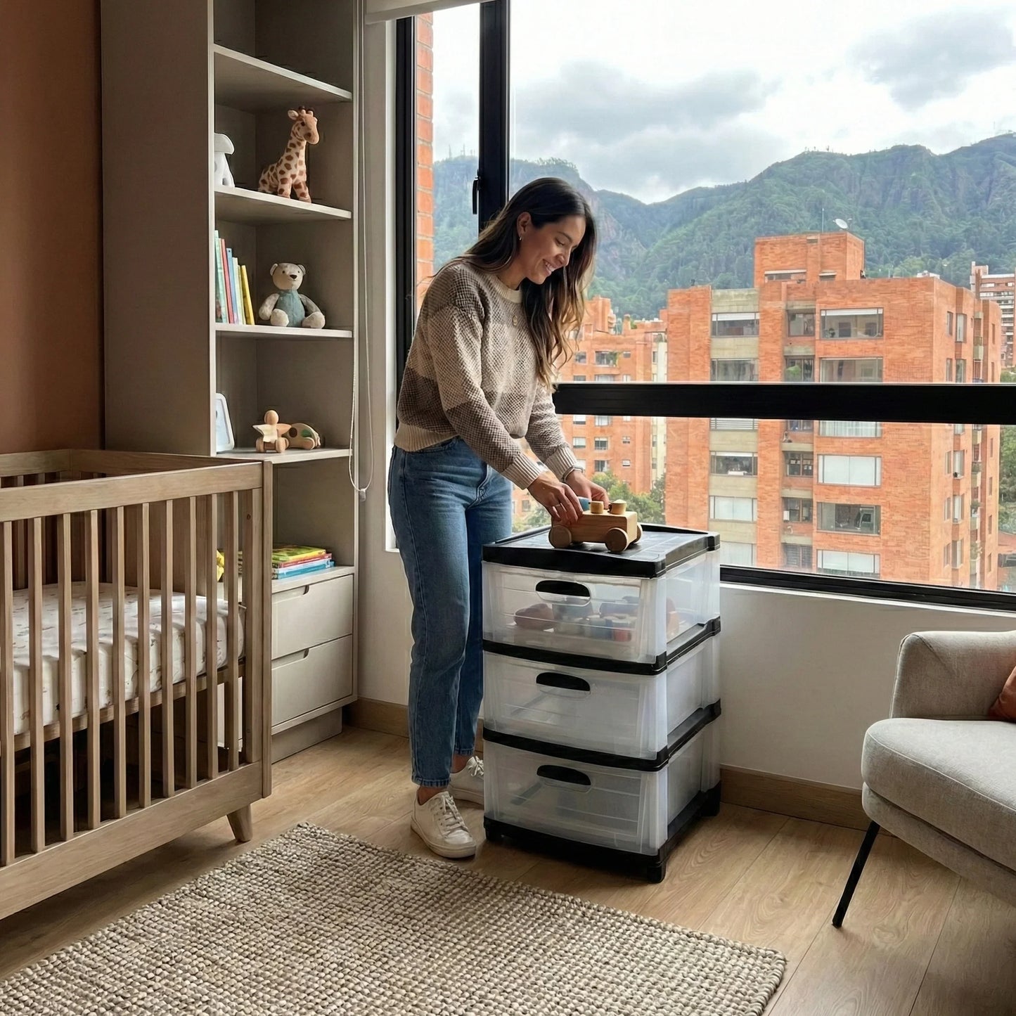 Cajonera Plástica Transparente de 3 Gavetas